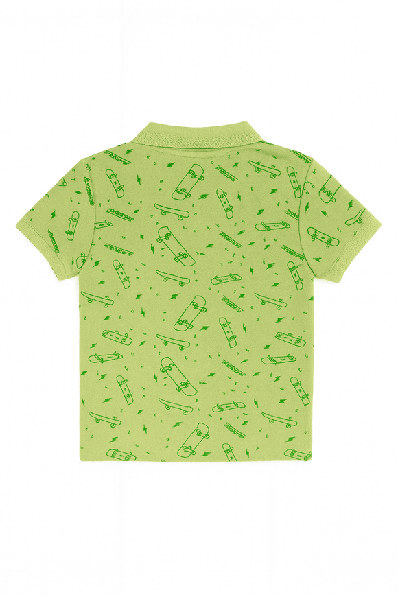 Sage Green Skate Aop Polo Nawao.com