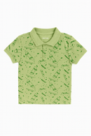 Sage Green Skate Aop Polo Nawao.com