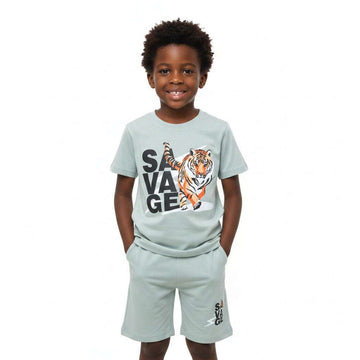 Sage Green Tiger Basic Nightsuit Green Nawao.com