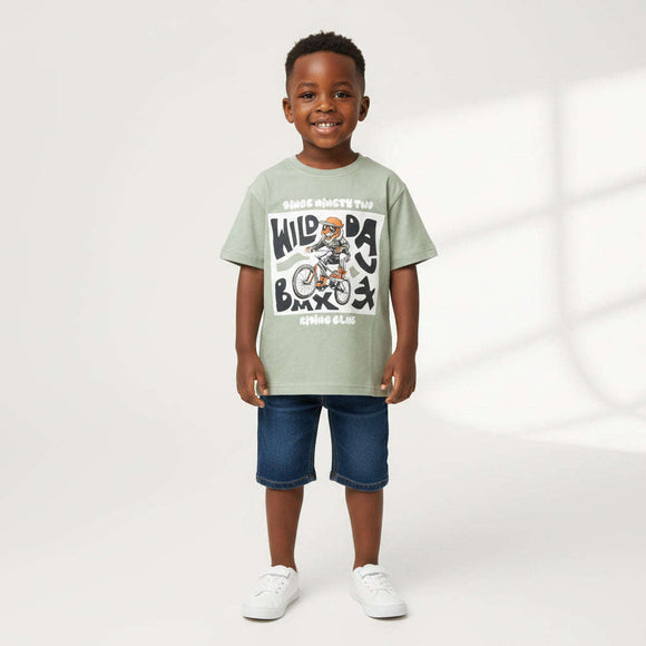 Sage Green Wild Days Graphic T Shirt Green Nawao.com
