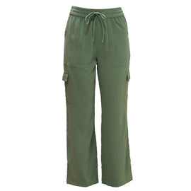 Sage Utility Pocket Detailed Elasticated Waist Wide Leg Trousers Pale Nawao.com