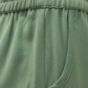 Sage Utility Pocket Detailed Elasticated Waist Wide Leg Trousers Pale Nawao.com