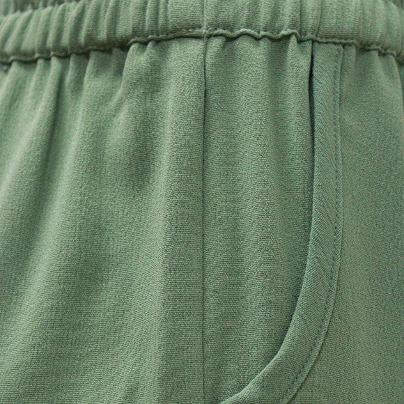 Sage Utility Pocket Detailed Elasticated Waist Wide Leg Trousers Pale Nawao.com