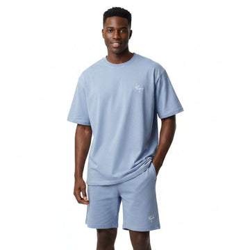 Salte Grey T Shirt And Pyjama Shorts Set Dark Green Nawao.com