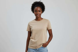 Sand Brown Short Sleeve Crew Neck T Shirt Nawao.com