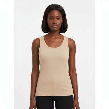 Sand Plain Rib Vest Brown Nawao.com