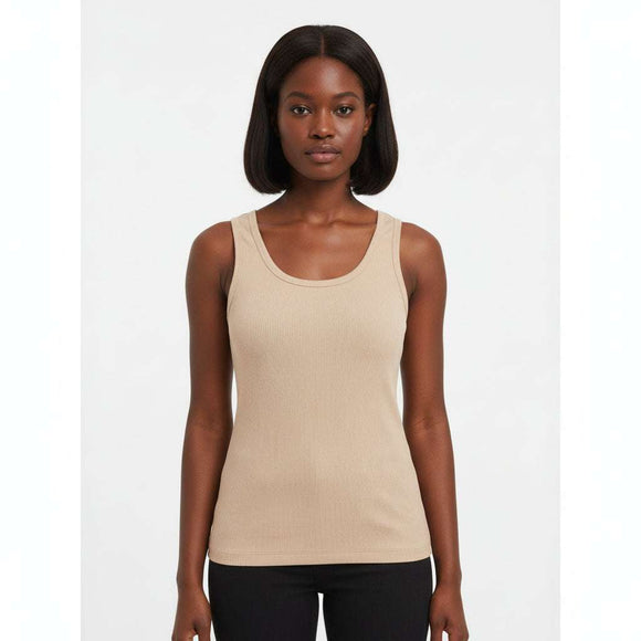 Sand Plain Rib Vest Brown Nawao.com
