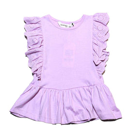 Schiffli Frll Peplum Jersey Top Nawao.com