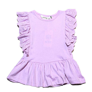 Schiffli Frll Peplum Jersey Top Nawao.com