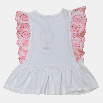 Schiffli Frll Peplum Jersey Top White Nawao.com