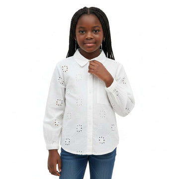 Schiffli Shirt White Full Sv Nawao.com