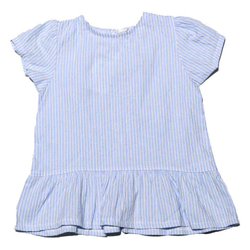 Seersucker Yarn Dyed With Frills Blouse Blue Nawao.com