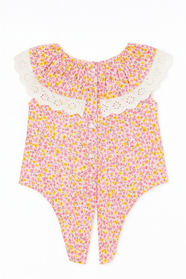 Short Slv Aop Lace Collar With Knot Nawao.com
