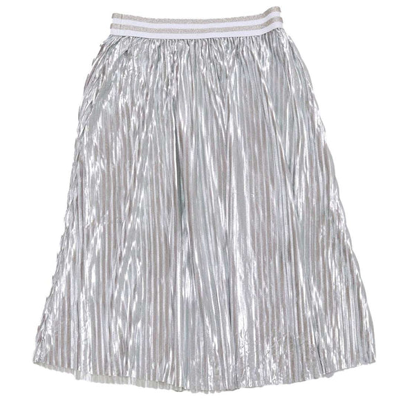 Silver Pleated Skirts Nawao.com
