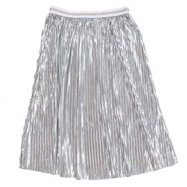 Silver Pleated Skirts Nawao.com
