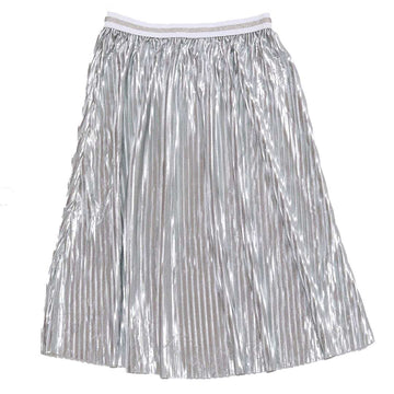 Silver Pleated Skirts Nawao.com
