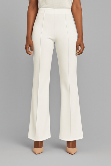 Single Pleat Wide Leg Trouser Ivory Nawao.com