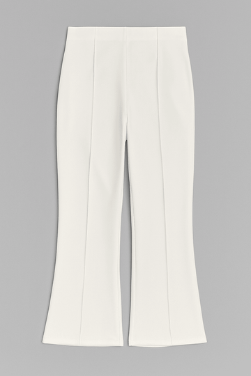 Single Pleat Wide Leg Trouser Ivory Nawao.com