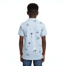 Sky Blue Allover Print Polo Sky Blue Nawao.com