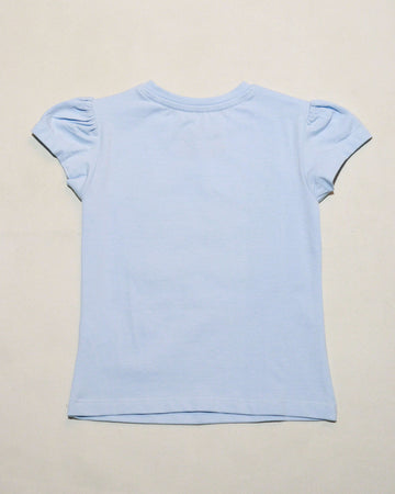 Sky Blue Butterfly Sequins T Shirt Nawao.com