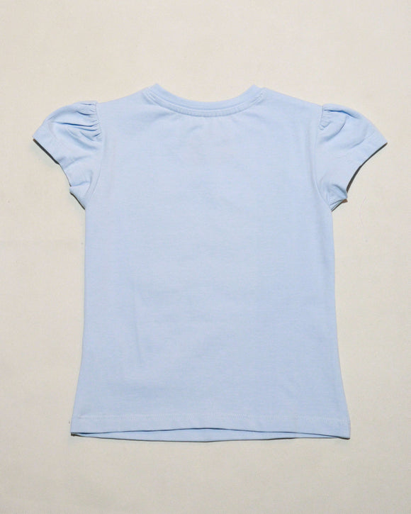 Sky Blue Butterfly Sequins T Shirt Nawao.com