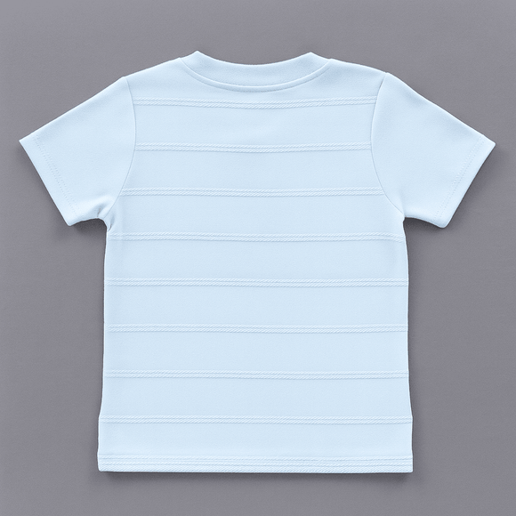 Sky Blue Henley Jaquard Tshirt Nawao.com