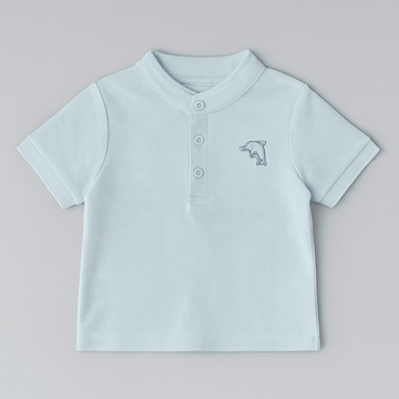 Sky Blue Henley Polo Nawao.com