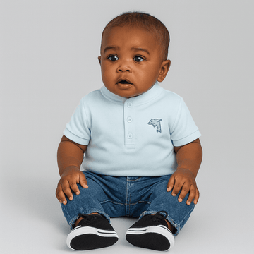 Sky Blue Henley Polo Nawao.com