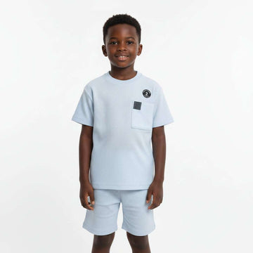Sky Blue Jacquard Short Sleeve T Shirt And Shorts Set Sky Blue Nawao.com