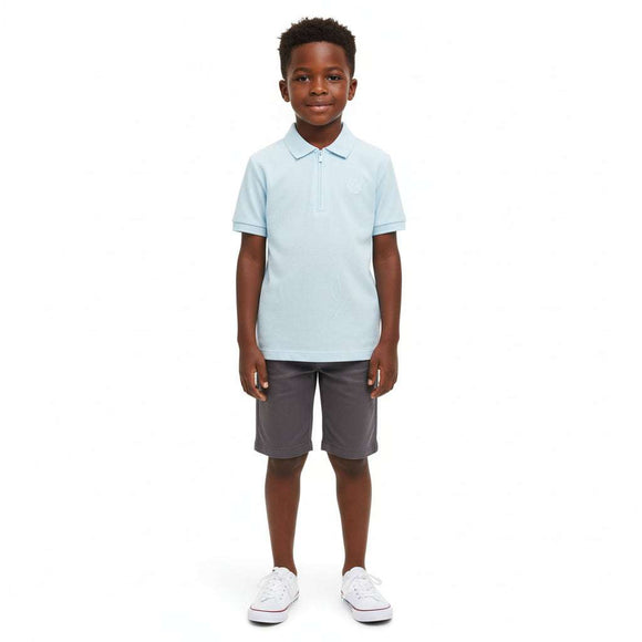 Sky Blue Regular Collar Zipneck Polo Sky Blue Nawao.com
