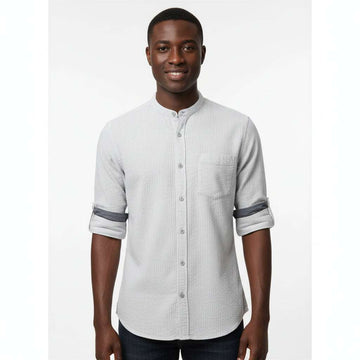 Sky Blue Seersucker Shirt Nawao.com