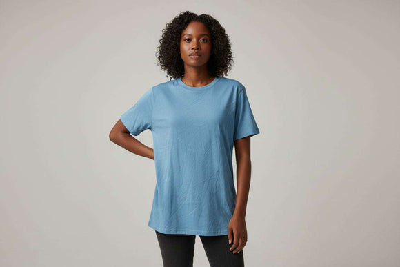 Sky Blue Short Sleeve Crew Neck T Shirt Nawao.com
