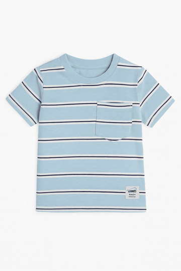 Sky Blue Striped Yarndyed Tshirt Nawao.com