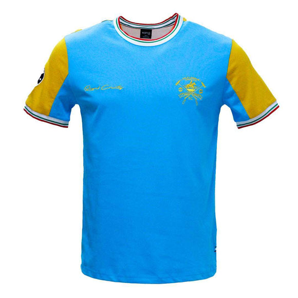 Sky Blue T Shirt With Y D Rib And Chest Logo Sky Blue Nawao.com