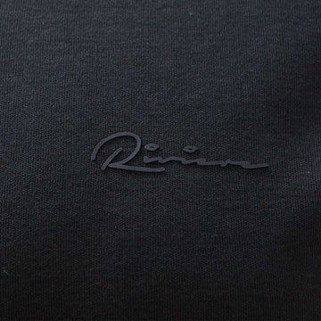 Slate Grey Zip Placket Polo Shirt With Chest Logo Dark Grey Nawao.com