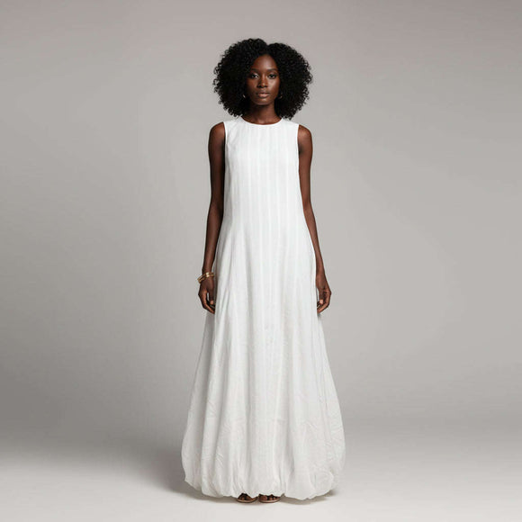 Sleeveless Puffball Dress Ivory Nawao.com