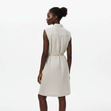 Sleeveless With Detailed Pocket And  Belted Waistcoat Beige Nawao.com
