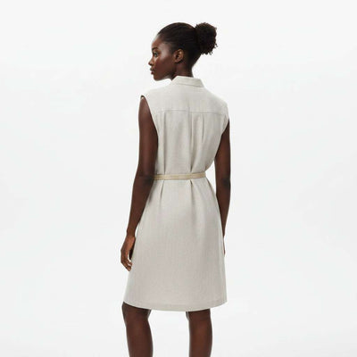 Sleeveless With Detailed Pocket And  Belted Waistcoat Beige Nawao.com