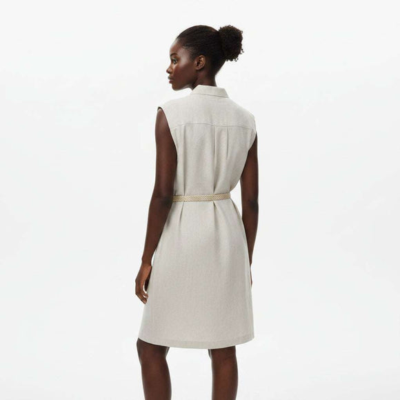 Sleeveless With Detailed Pocket And  Belted Waistcoat Beige Nawao.com