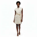 Sleeveless With Detailed Pocket And  Belted Waistcoat Beige Nawao.com