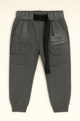 Solid Grey Nylon Pocket Track Pant Mid Grey Nawao.com