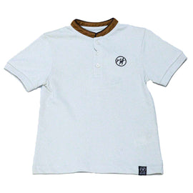 Solid Paster Grey Contrast Collar Polo With Embrodiery Nawao.com