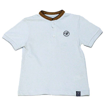 Solid Paster Grey Contrast Collar Polo With Embrodiery Nawao.com