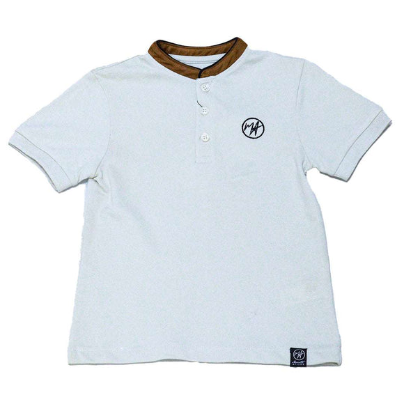 Solid Paster Grey Contrast Collar Polo With Embrodiery Nawao.com