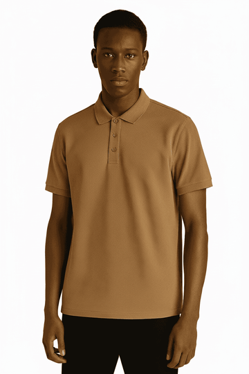 Solid Polo Shirt Brown Nawao.com