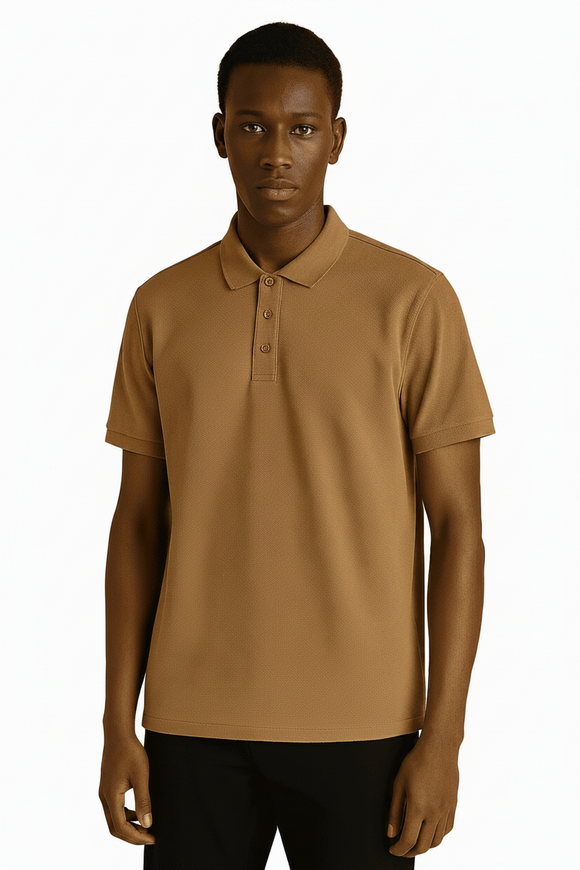 Solid Polo Shirt Brown Nawao.com