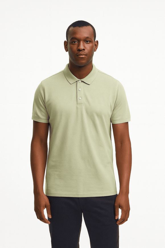 Solid Polo Shirt Green Nawao.com