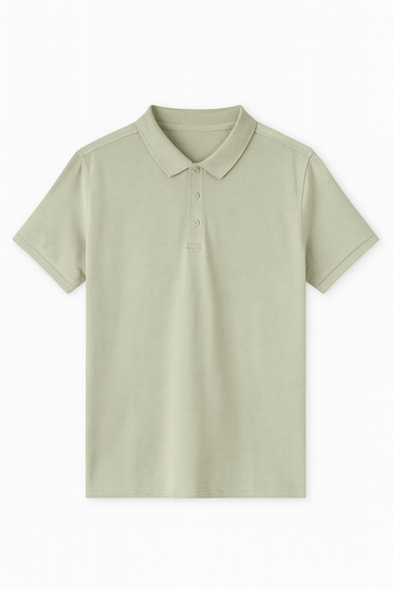 Solid Polo Shirt Green Nawao.com