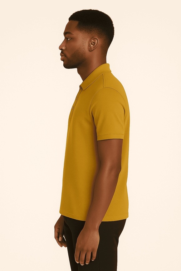 Solid Polo Shirt Mustard Small Nawao.com
