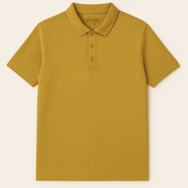 Solid Polo Shirt Mustard Small Nawao.com